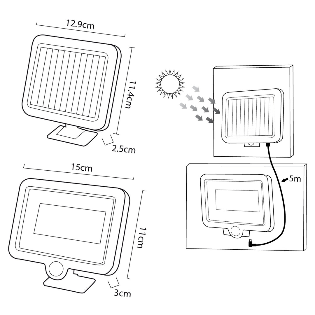 Refletor solar LED com sensor de movimento, aplique solar Maclean MCE438