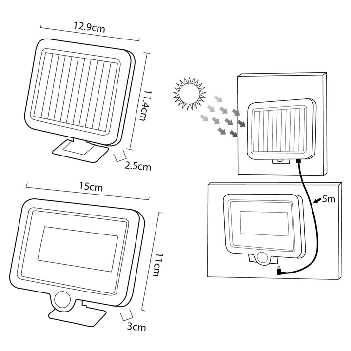 Foco LED solar con sensor de movimiento, aplique solar Maclean MCE438