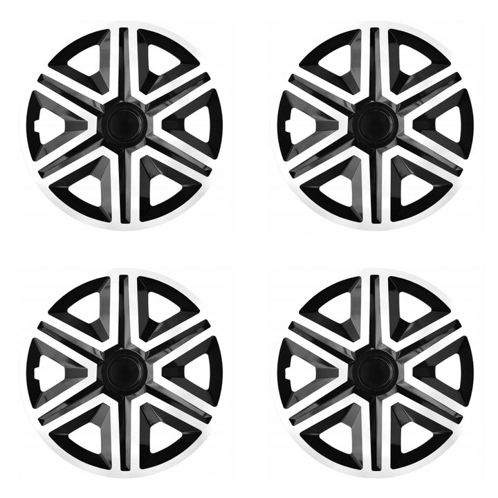 Juego de tapacubos 16 " ACTION Doublecolor blanco / negro 4 piezas para RENAULT SKODA VW TOYOTA OPEL FIAT