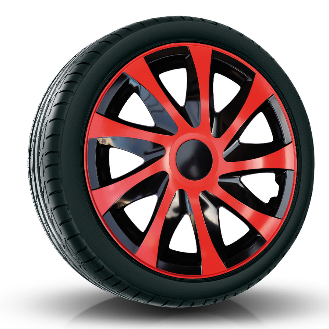 Juego de tapacubos DRACO de 13 " rojo y negro 4 piezas para FIAT SEICENTO PANDA PUNTO