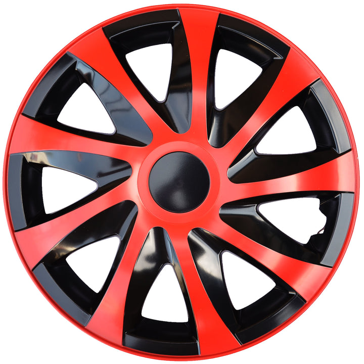 Juego de tapacubos 16 " DRACO rojo-negro 4 piezas PARA RENAULT PEUGEOT OPEL FORD CITROEN