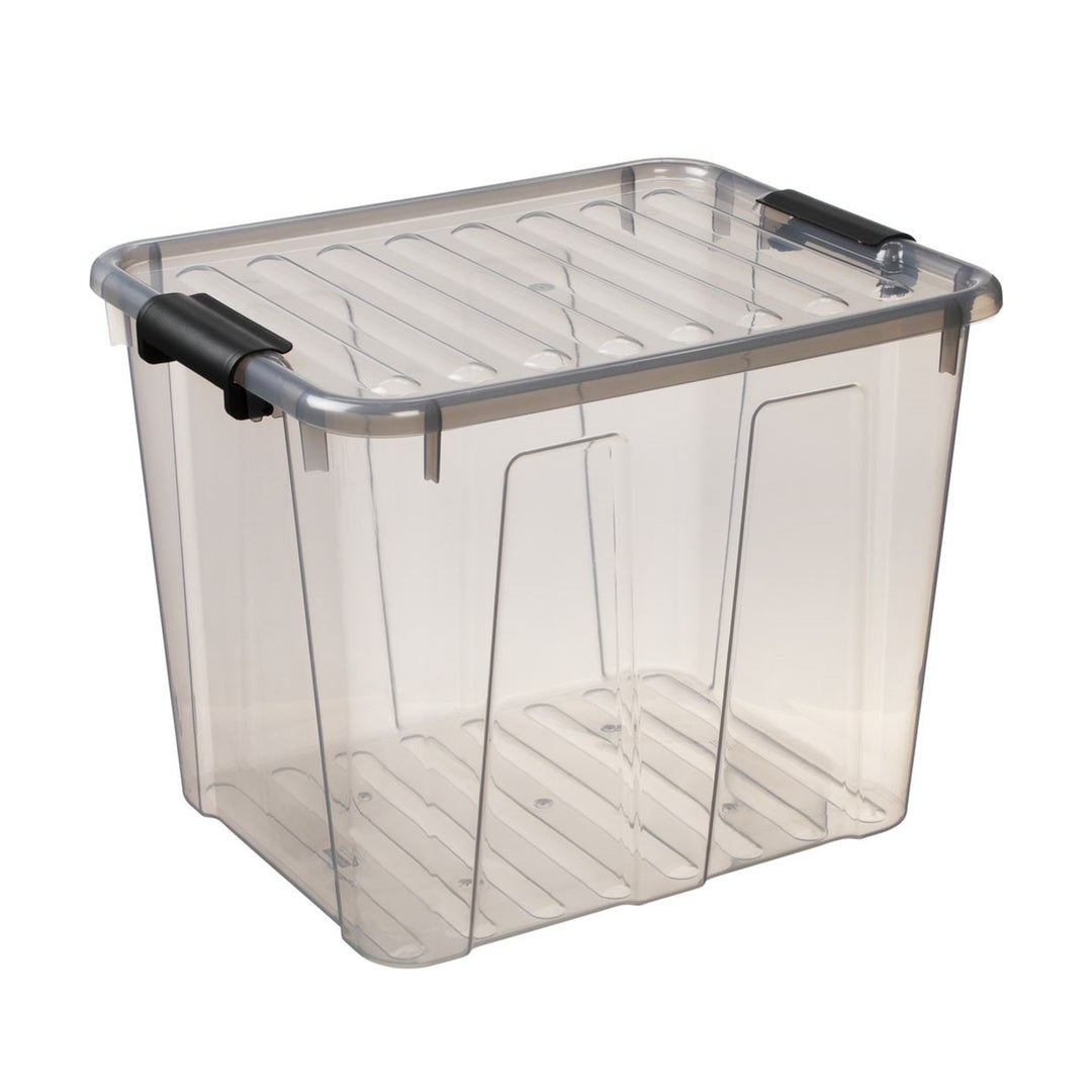 Caja gris transparente 40L con tapa Plast Team Home Box