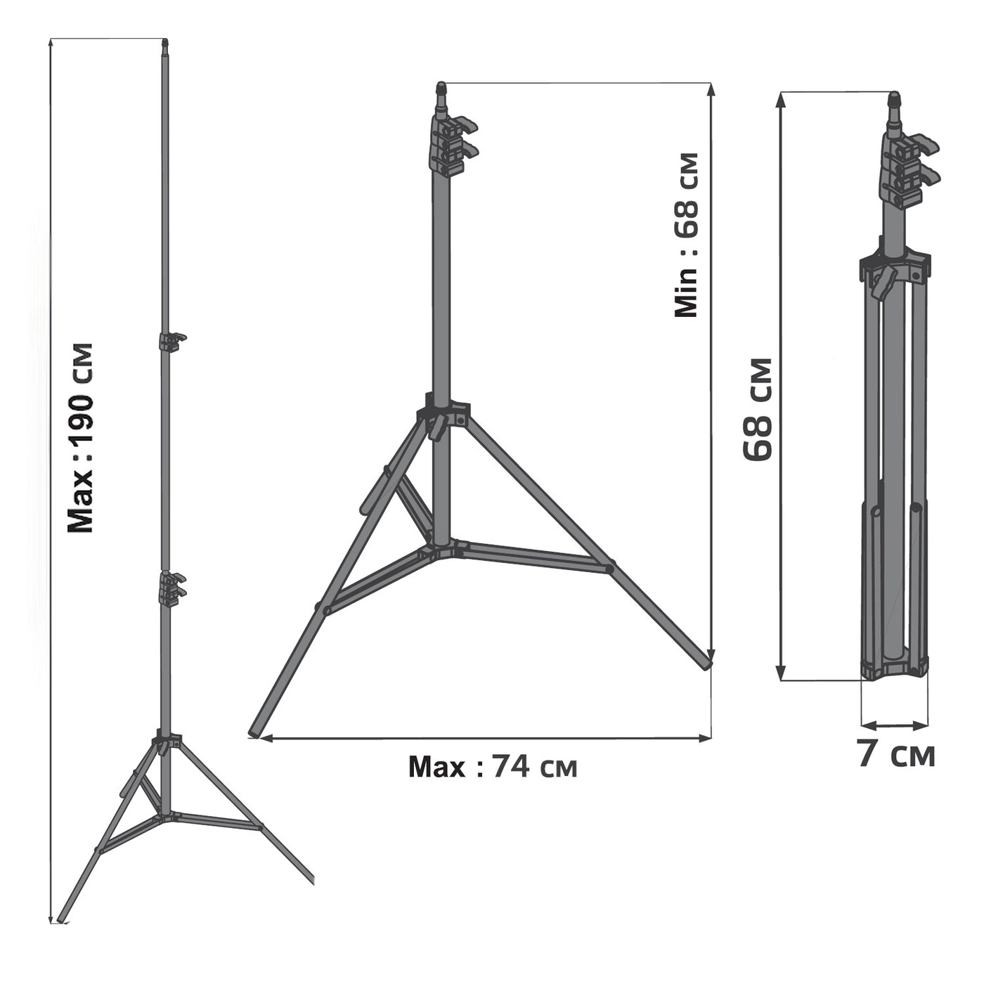 Maclean MC-163 Suporte de luz circular de 12", altura ajustável 62-190cm, suporte de iluminação, suporte de lâmpada, suporte de luz com capacidade de carga de até 3kg