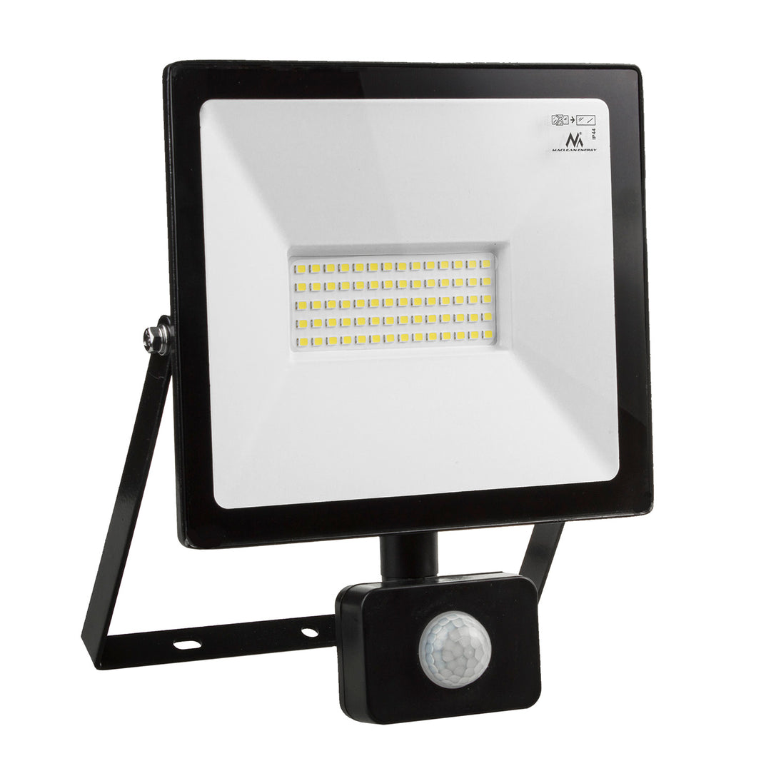 Holofote LED com sensor de movimento PIR 50W 4000 Lumens Projetores de iluminação externa Slim IP44 à prova de respingos (50W, branco neutro 4000K)