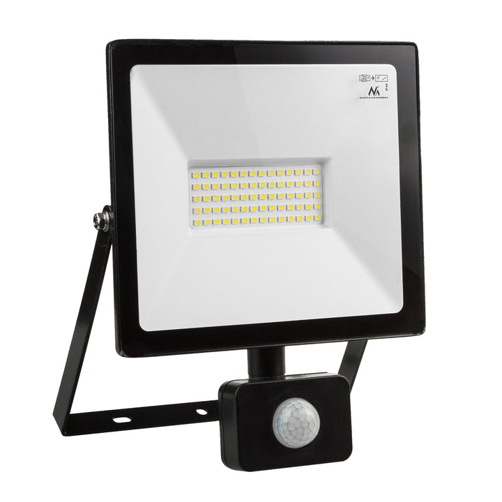 Holofote LED com sensor de movimento PIR 50W 4000 Lumens Projetores de iluminação externa Slim IP44 à prova de respingos (50W, branco neutro 4000K)