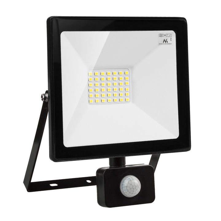 Holofote LED com sensor de movimento PIR 30W 2400 lúmens Iluminação externa IP44 Refletores finos à prova de respingos (30W, branco frio 6000K)