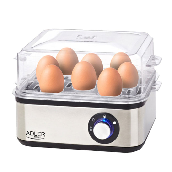 Cuece huevos eléctrico para 8 huevos, acero inoxidable, ajuste de cocción 500W Adler AD4486