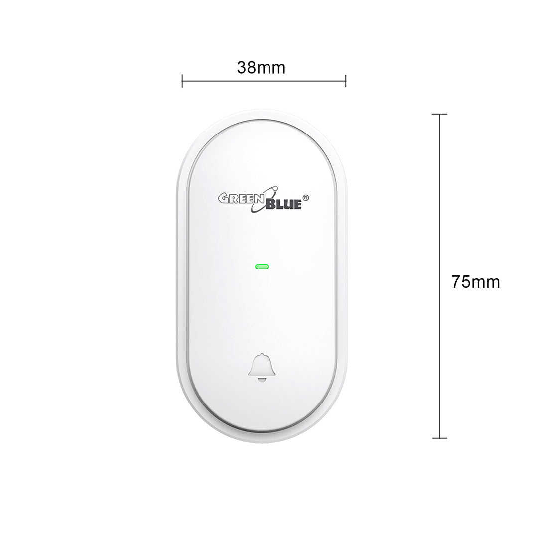 Botão transmissor cinético GreenBlue, compatível com campainha GB210, sem bateria, branco, GB348