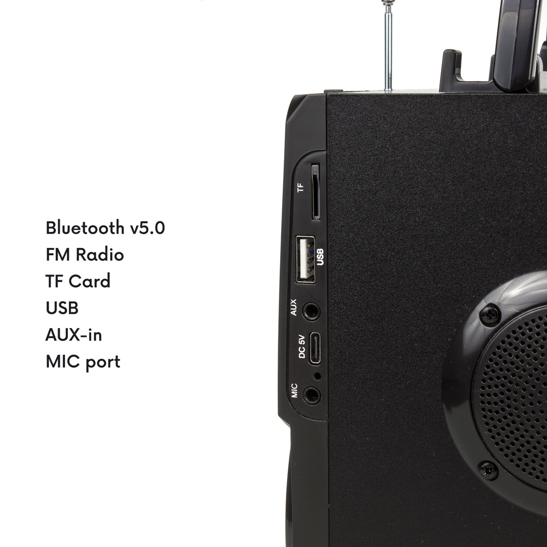 Audiocore AC730  Altavoz bluetooth portátil / radio / SD / MMC / entrada auxiliar / USB / iluminación / control remoto / antena telescópica / conexión de micrófono