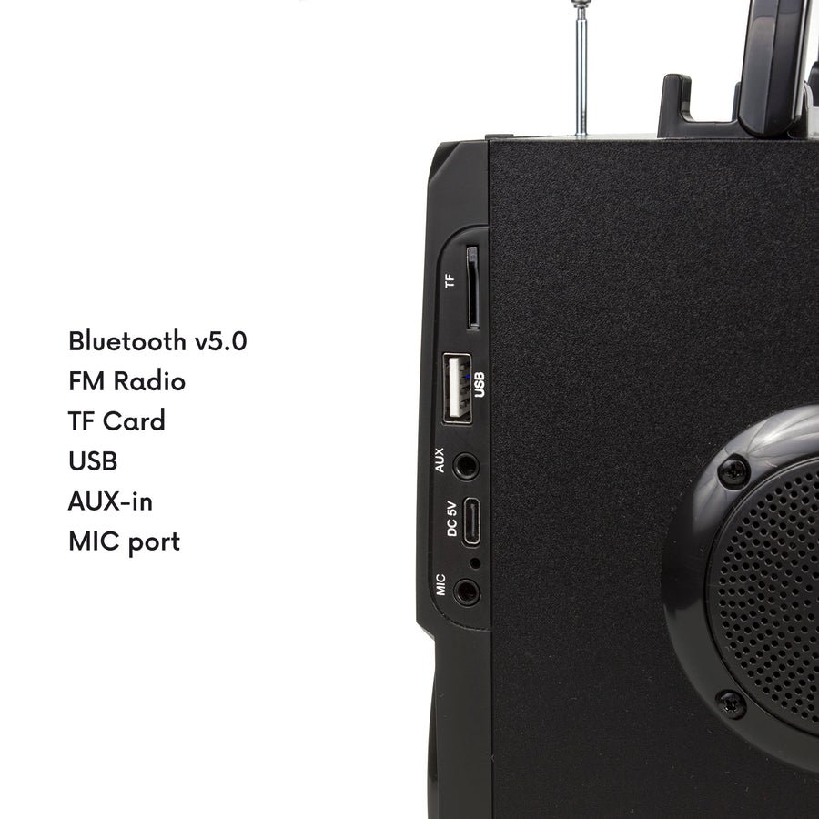 Audiocore AC730 Alto-falante Bluetooth portátil / rádio / SD / MMC / entrada auxiliar / USB / iluminação / controle remoto / antena telescópica / conexão de microfone