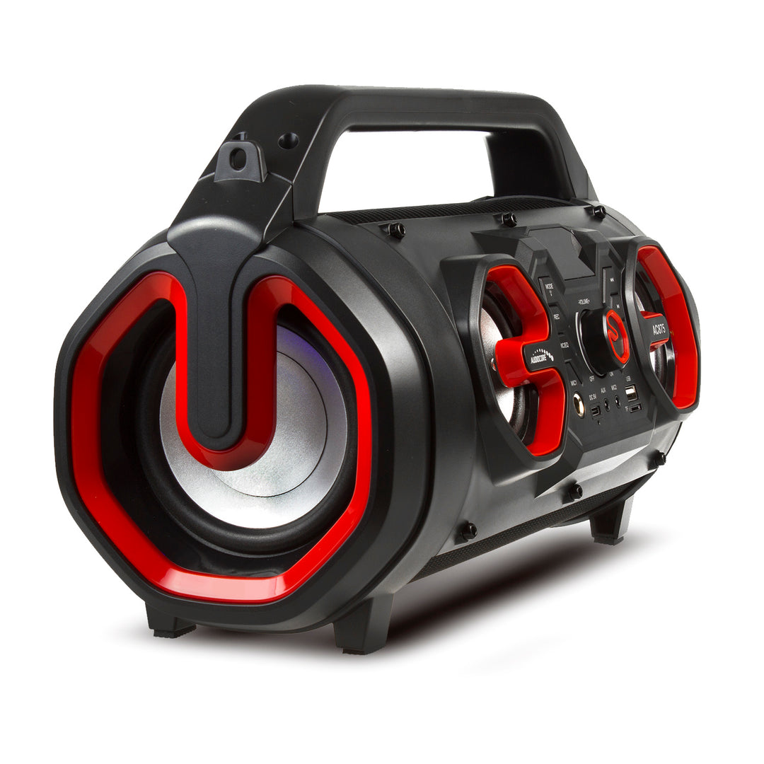 Audiocore AC875 Bazooka Alto-falante portátil Bluetooth Boombox 30W (20W + 5Wx2) IPX4 à prova de respingos / Rádio / microSD / Aux-In / USB / Iluminação / Porta de microfone