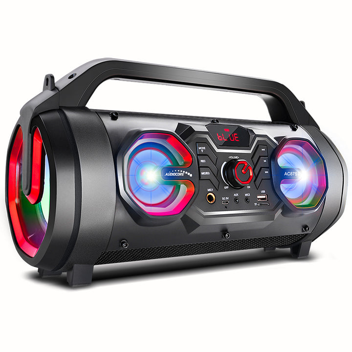 Audiocore AC875 Bazooka Alto-falante portátil Bluetooth Boombox 30W (20W + 5Wx2) IPX4 à prova de respingos / Rádio / microSD / Aux-In / USB / Iluminação / Porta de microfone