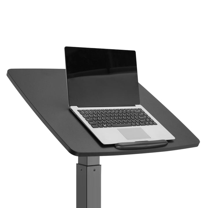 Maclean MC-892B Mesa para laptop ajustável em altura com rodas Mesa em pé com altura ajustável até um máximo de 113 cm 30 graus inclinável preto