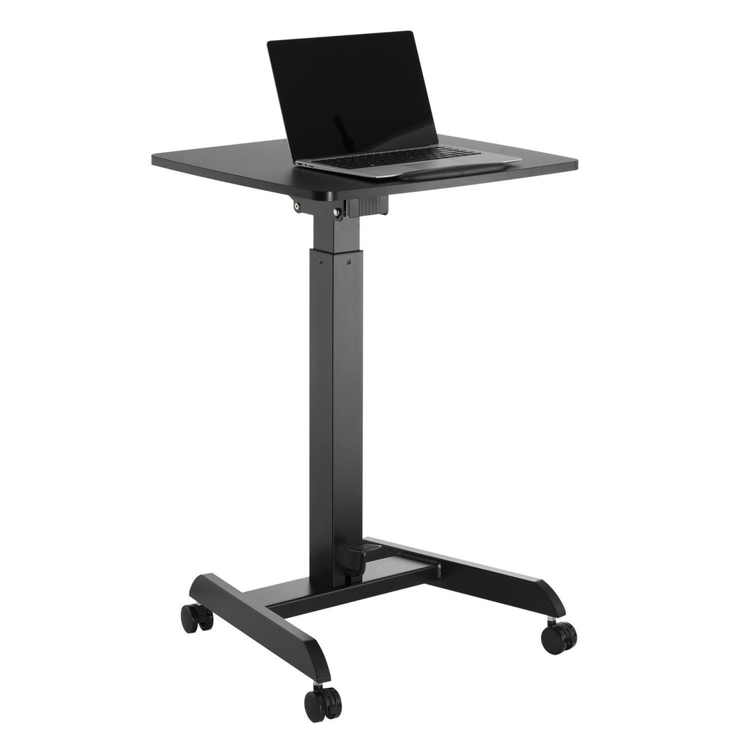 Maclean MC-892B Mesa para laptop ajustável em altura com rodas Mesa em pé com altura ajustável até um máximo de 113 cm 30 graus inclinável preto