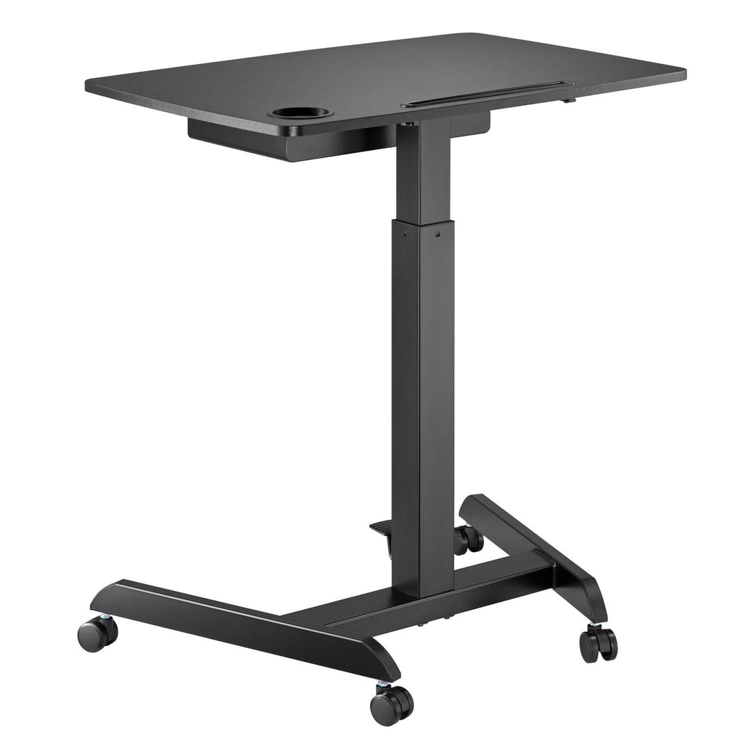 Mesa para laptop ajustável em altura com rodas e gaveta ajustável em altura até um máximo de 113 cm e um máximo de 8 kg (preto)