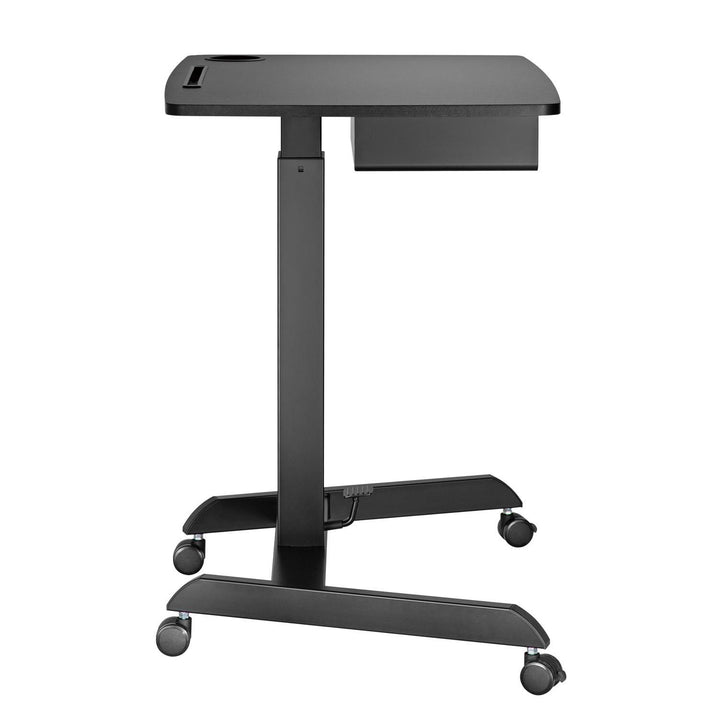 Mesa para laptop ajustável em altura com rodas e gaveta ajustável em altura até um máximo de 113 cm e um máximo de 8 kg (preto)