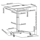 Mesa para laptop ajustável em altura com rodas e gaveta ajustável em altura até um máximo de 113 cm e um máximo de 8 kg (preto)