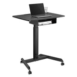 Mesa para laptop ajustável em altura com rodas e gaveta ajustável em altura até um máximo de 113 cm e um máximo de 8 kg (preto)
