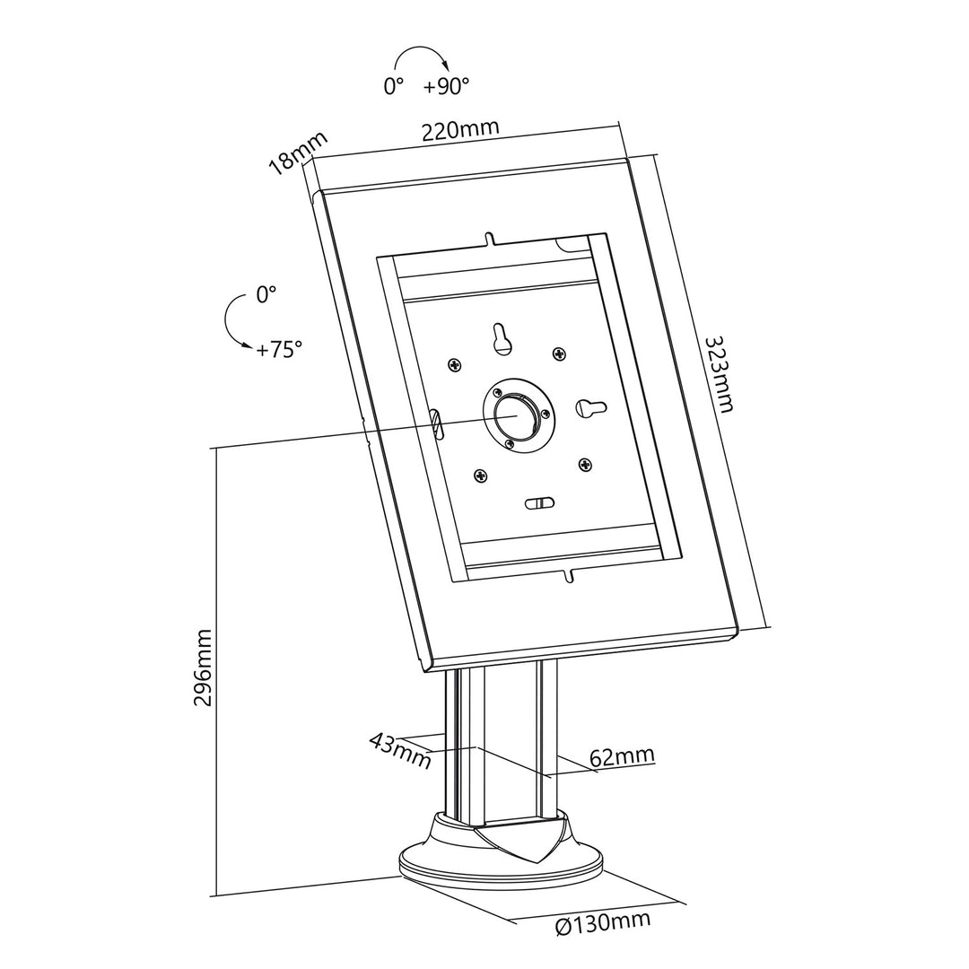 Suporte de mesa antirroubo compatível com 9,7"/10,2", iPad, 10,5", iPad Air/iPad Pro, 10,1", Samsung Galaxy, Tab A (2019) (branco)