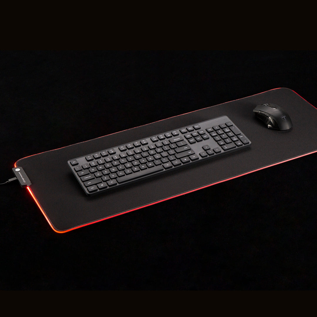 Mouse e teclado para jogos XXL 80x30cm com iluminação LED RGB e tapete de mesa inferior de borracha antiderrapante (800x300x4mm)