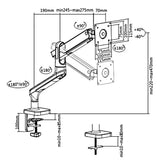 Suporte para monitor de escritório Ergo, Premium com mola a gás, braço duplo 17"-32" 9kg, ER-436