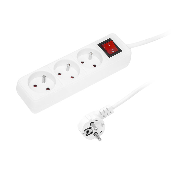 Cabo de extensão de 3 tomadas com interruptor, 1,5 m, branco PR-370wsp, 3x1,5 mm Blow