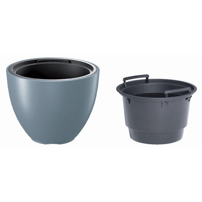 Vaso Heos 2 em 1 com inserção à prova de intempéries para uso interno e externo feito de plástico redondo (Ø 298 mm, cinza)