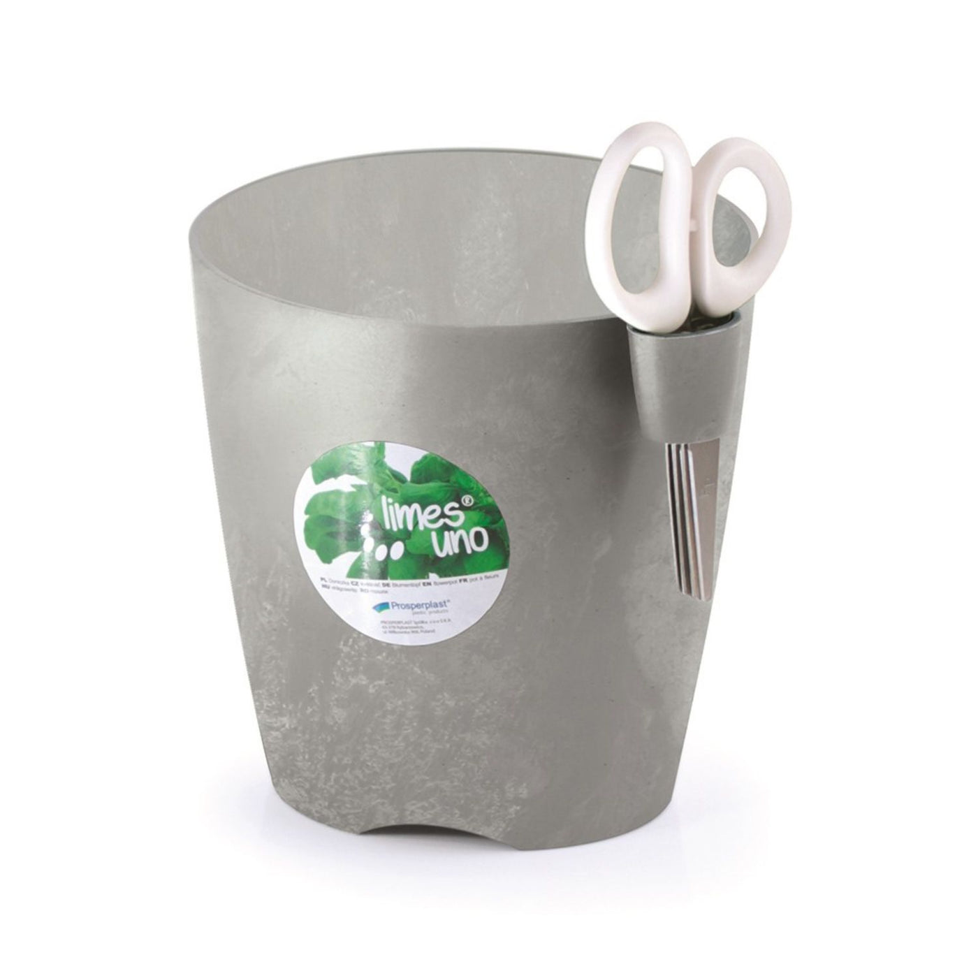 Macetero maceta de hierbas con tijeras 1.3L gris hormigón Limes Uno Concrete Grey DLU130-422U