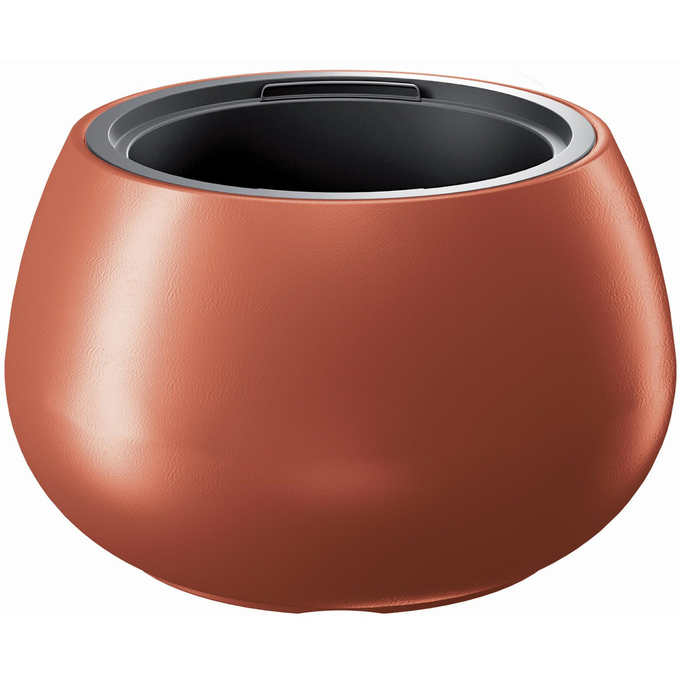 Vaso Heos 2 em 1 com inserção à prova de intempéries para uso interno e externo em plástico redondo (Ø 370 mm, cobre)