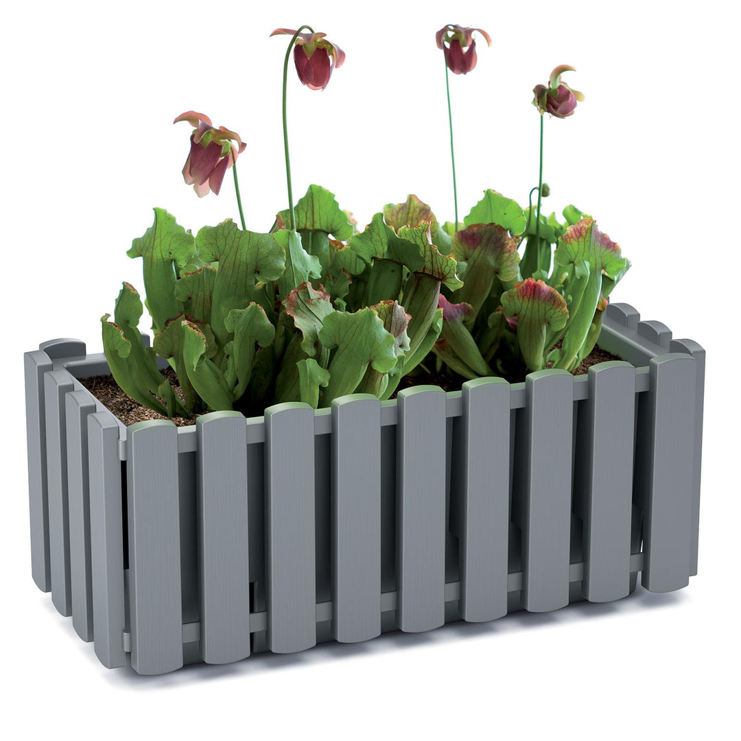 Prosperplast Boardee Fencycase caja de flores caja de balcón maceta de flores para uso en interiores y exteriores 38 cm marrón