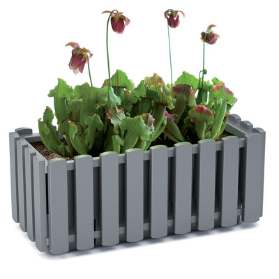 Boardee Fencycase caja de flores caja de balcón maceta de flores diseño rústico para uso en interiores y exteriores 58 cm antracita