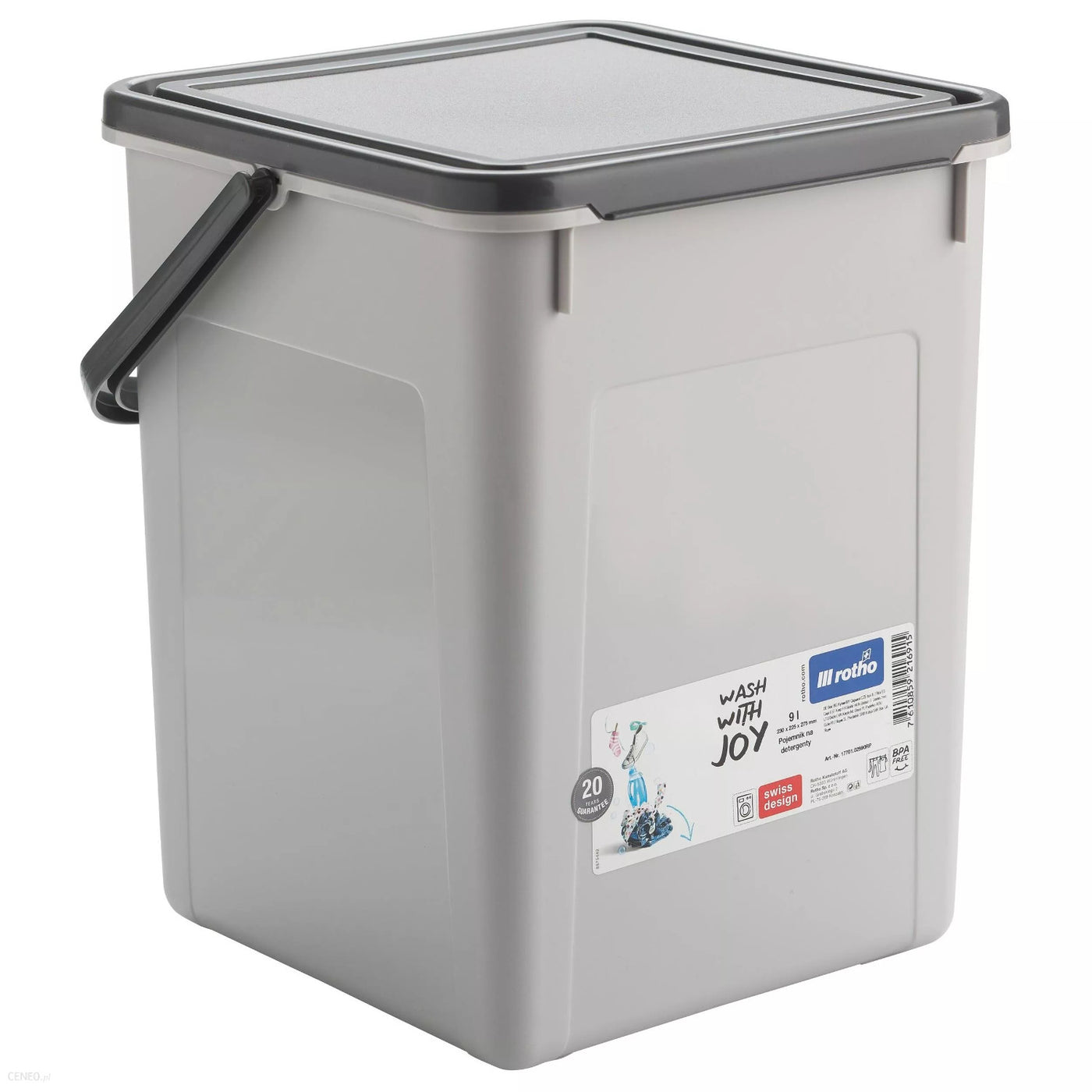 Envase de polvo para comprimidos 5 kg 9L Rotho color gris