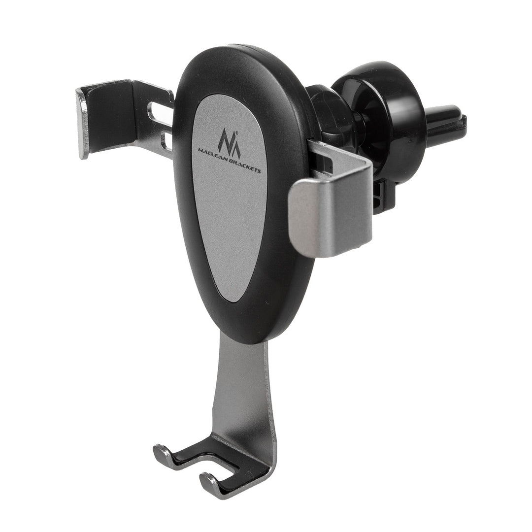 Soporte universal para teléfono móvil, accesorios de coche, montaje en rejilla de ventilación, gravedad, máx. distancia entre laterales 90 mm, Maclean MC-324