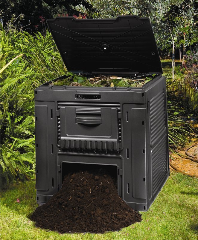 Compostor de jardim de plástico, construção durável, estável e dobrável 470L E-COMPOSTER Keter