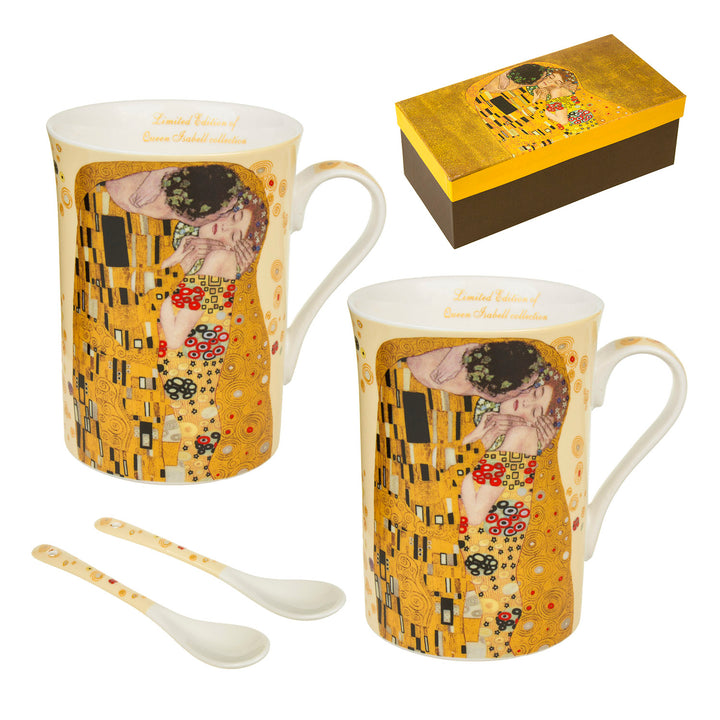 Conjunto de 2 xícaras de porcelana de 250ml em caixa decorativa Queen Isabell