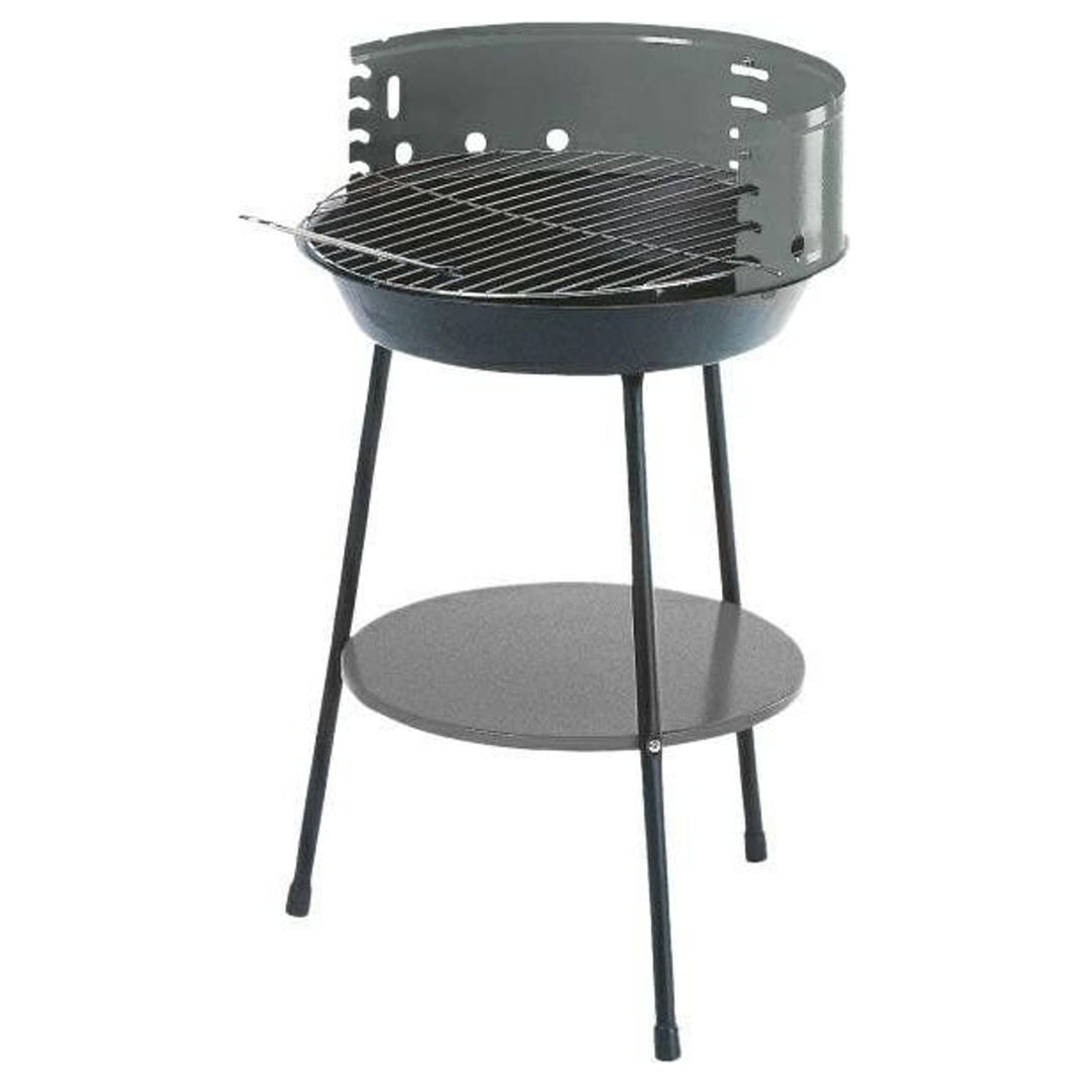 Churrasqueira de jardim com prateleira inferior, grelhador a carvão, churrasqueira Master Grill MG915 de 35 cm de diâmetro