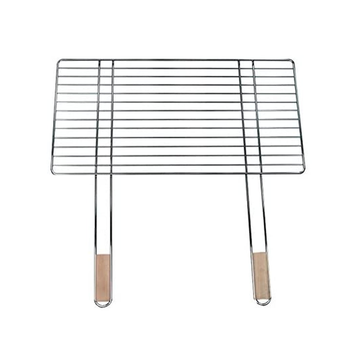 Grelha de cozinha para churrascos 68x40cm com 2 cabos de madeira, aço cromado, grelha de substituição Master Grill MG254