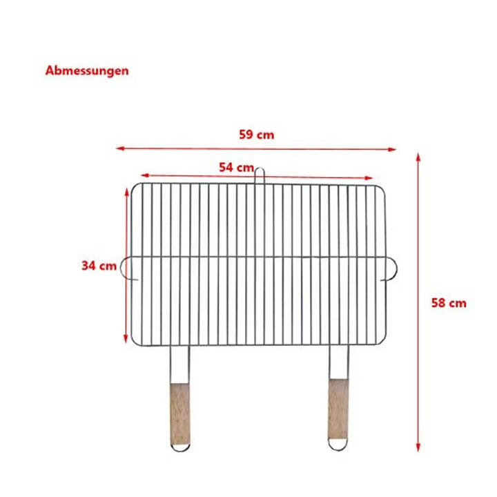 Rejilla para parrilla 54x34cm con 2 asas de madera, rejilla para parrilla de acero cromado, rejilla de repuesto para accesorios de parrilla Master Grill MG255