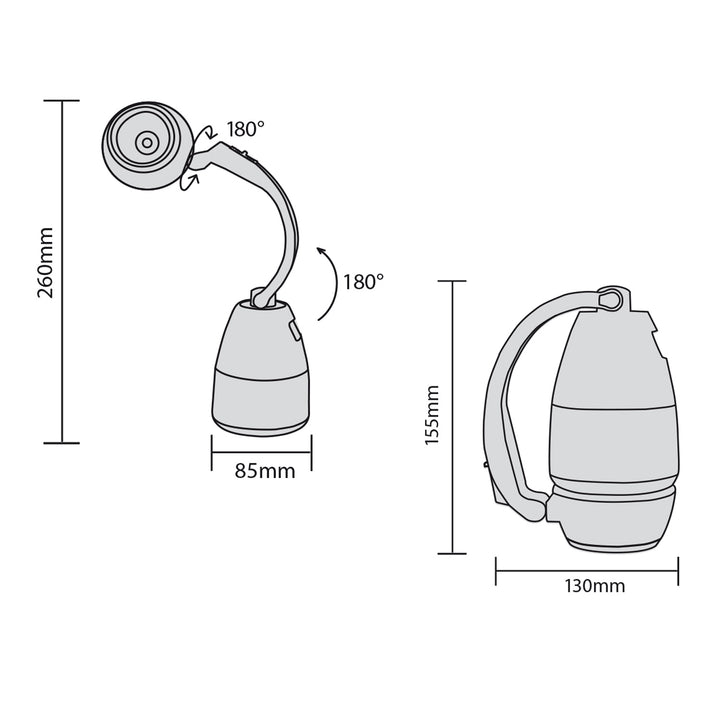 Lâmpada LED 3 em 1, camping, lâmpada de mesa, lanterna, 1W, 60-200lm, branco frio 6000K, fonte de alimentação 3xAA 1,5V, Maclean MCE294