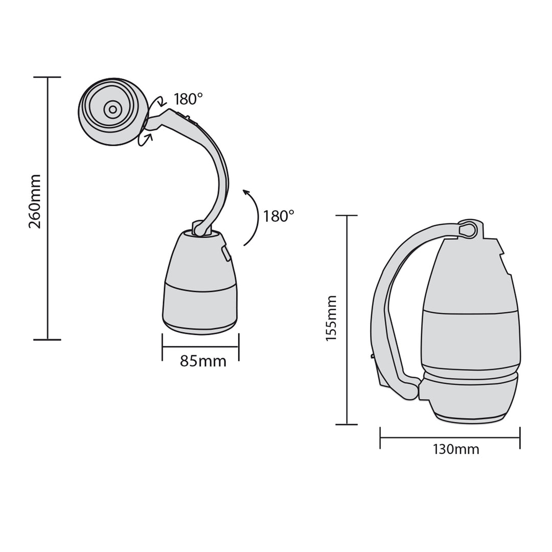 Lâmpada LED 3 em 1, camping, lâmpada de mesa, lanterna, 1W, 60-200LM, branco frio 6000K, 18650 1500mAh, função de banco de potência, bateria recarregável Maclean MCE298