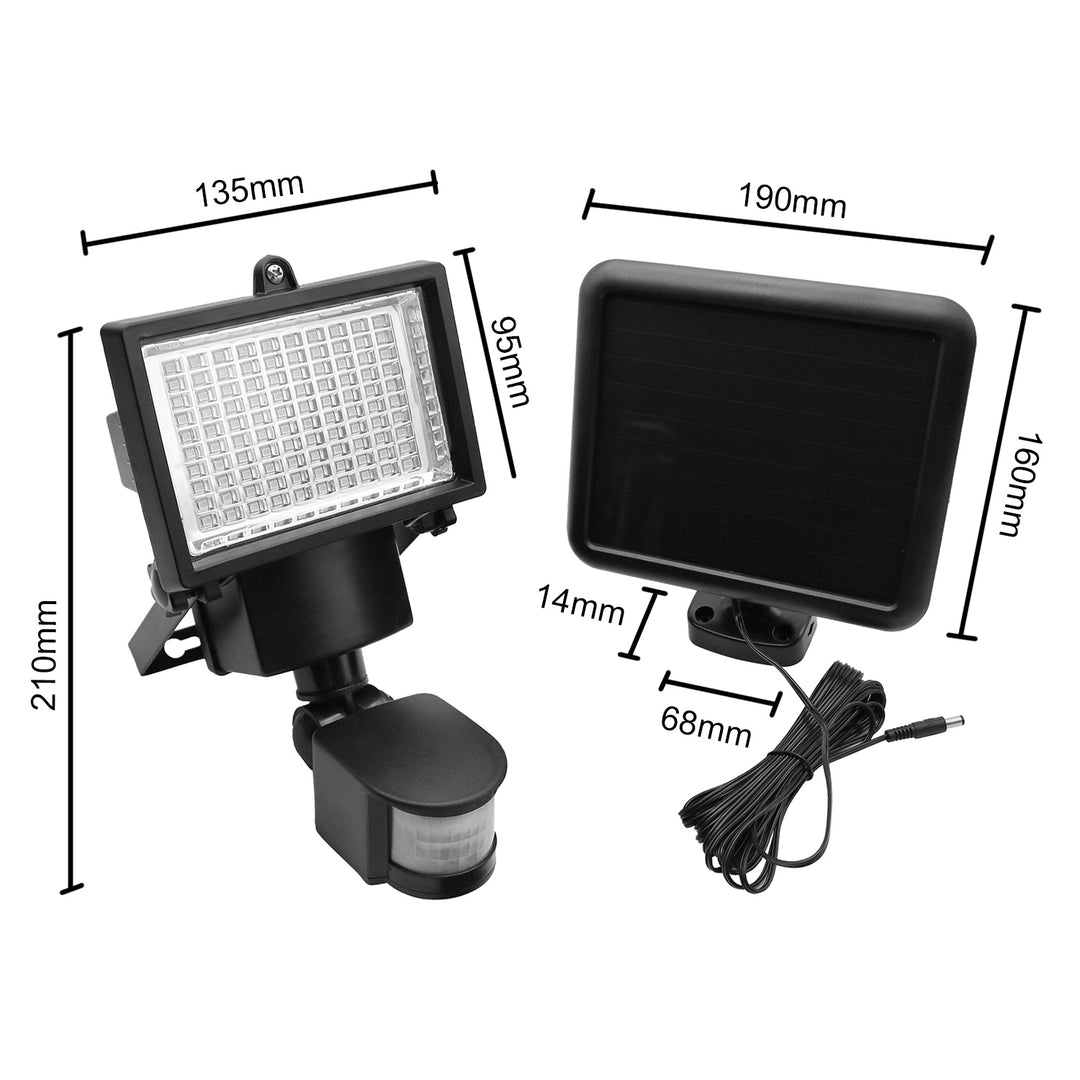 Maclean MCE442 Lámpara solar Foco LED con sensor de movimiento Lámpara solar de pared con sensor crepuscular Luz solar IP44 6W 360 Lumen 6000K