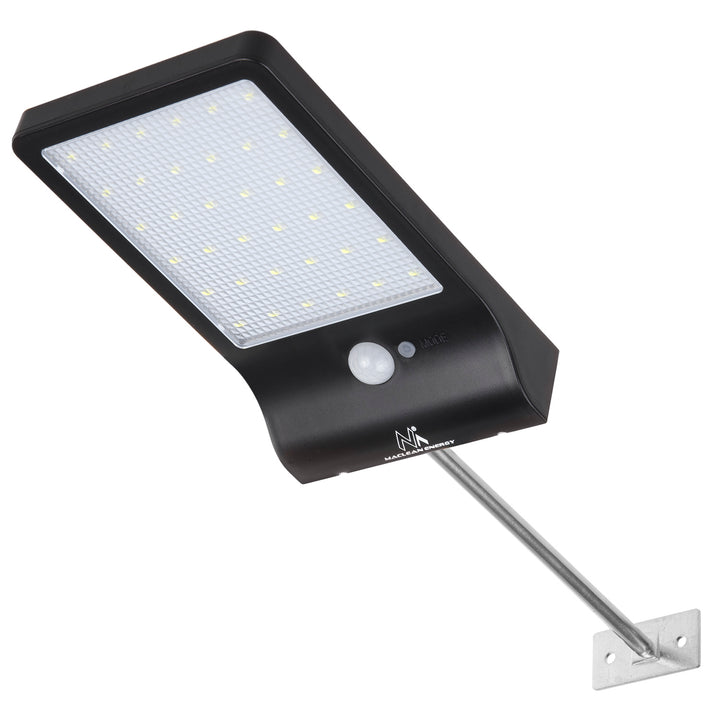 Maclean MCE444 Lámpara LED solar para exteriores con sensor de movimiento y sensor crepuscular IP65 Lámpara de pared ajustable 4W 450 Lumen 6000K