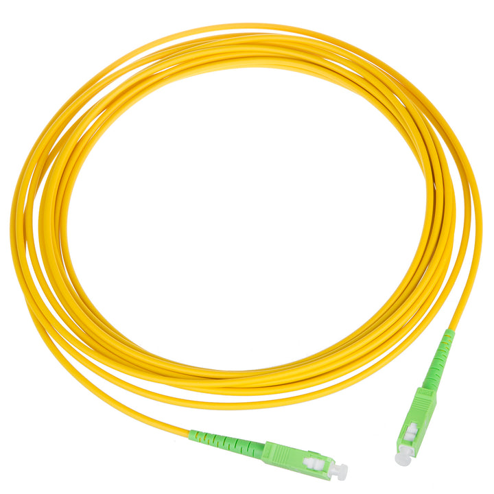 Cable de conexión SC/APC a SC/APC simplex de fibra óptica monomodo amarillo/verde (10)