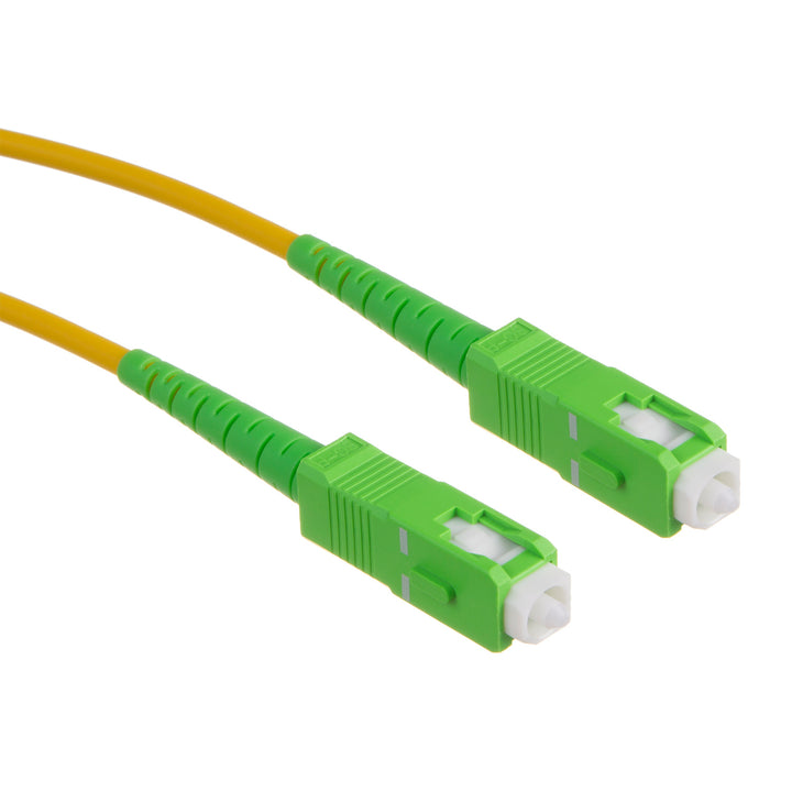 Cable de conexión SC/APC a SC/APC simplex de fibra óptica monomodo amarillo/verde (10)