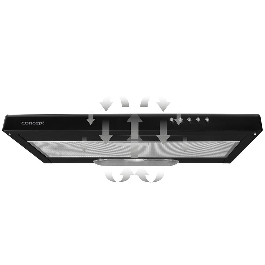 Campana bajo armario con filtro antigrasa negra de 60cm Concept OPP2060bc