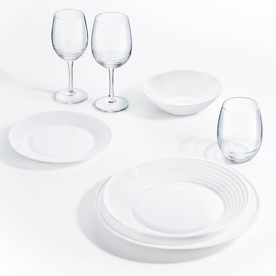 Talheres de vidro de 18 peças para 6 pessoas com prato de 20 cm de profundidade Harena LUMINARC