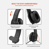 Audiocore AC864 Auriculares Bluetooth con micrófono de cancelación de ruido para el centro de llamadas Auriculares sobre la oreja 32 horas de tiempo de conversación Inalámbrica de manos libres Compatible con Google Assistant y Siri