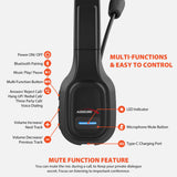 Audiocore AC864 Auriculares Bluetooth con micrófono de cancelación de ruido para el centro de llamadas Auriculares sobre la oreja 32 horas de tiempo de conversación Inalámbrica de manos libres Compatible con Google Assistant y Siri