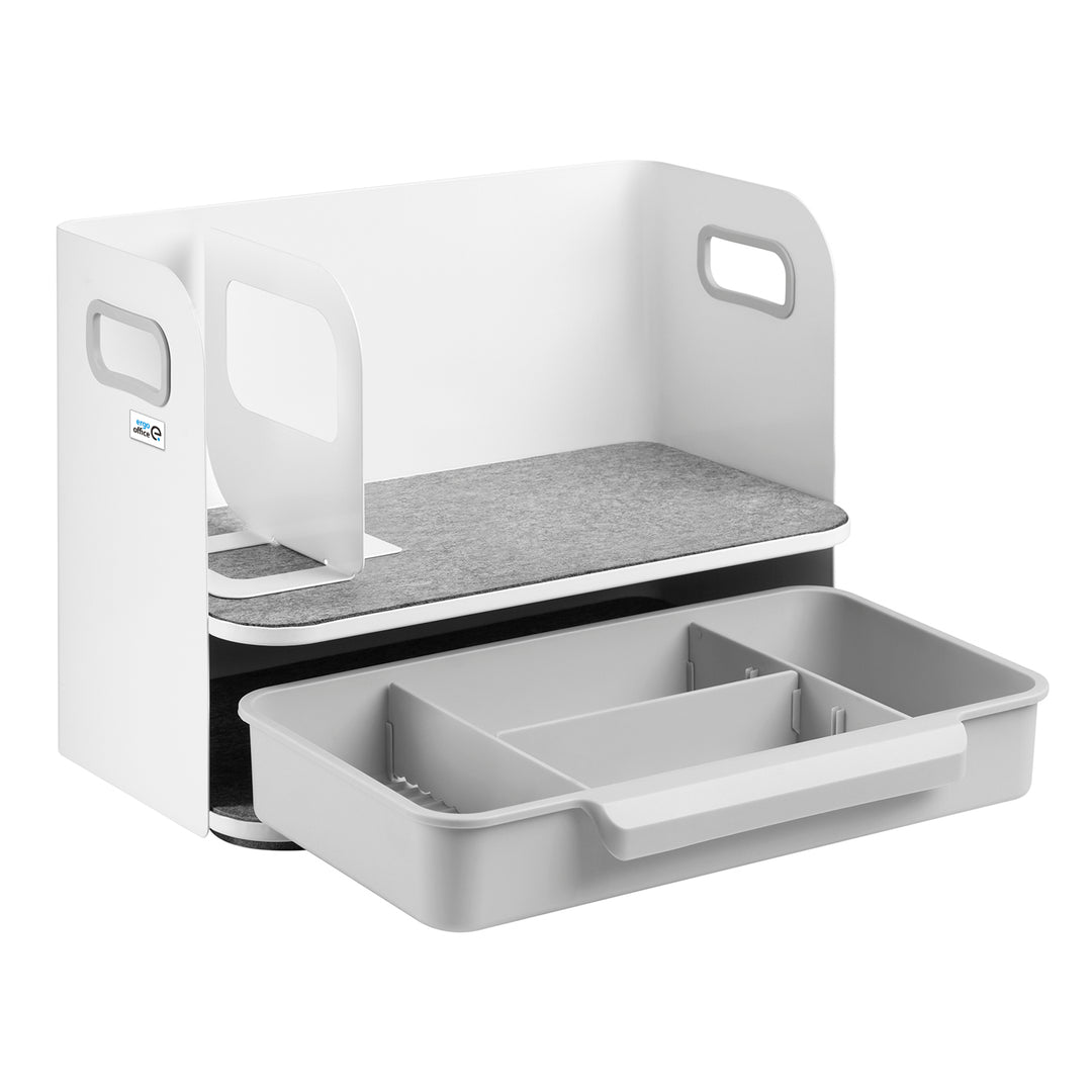 Organizador de mesa com gaveta e suporte para livros Organizador de material de escritório Bandeja até 10 kg Branco