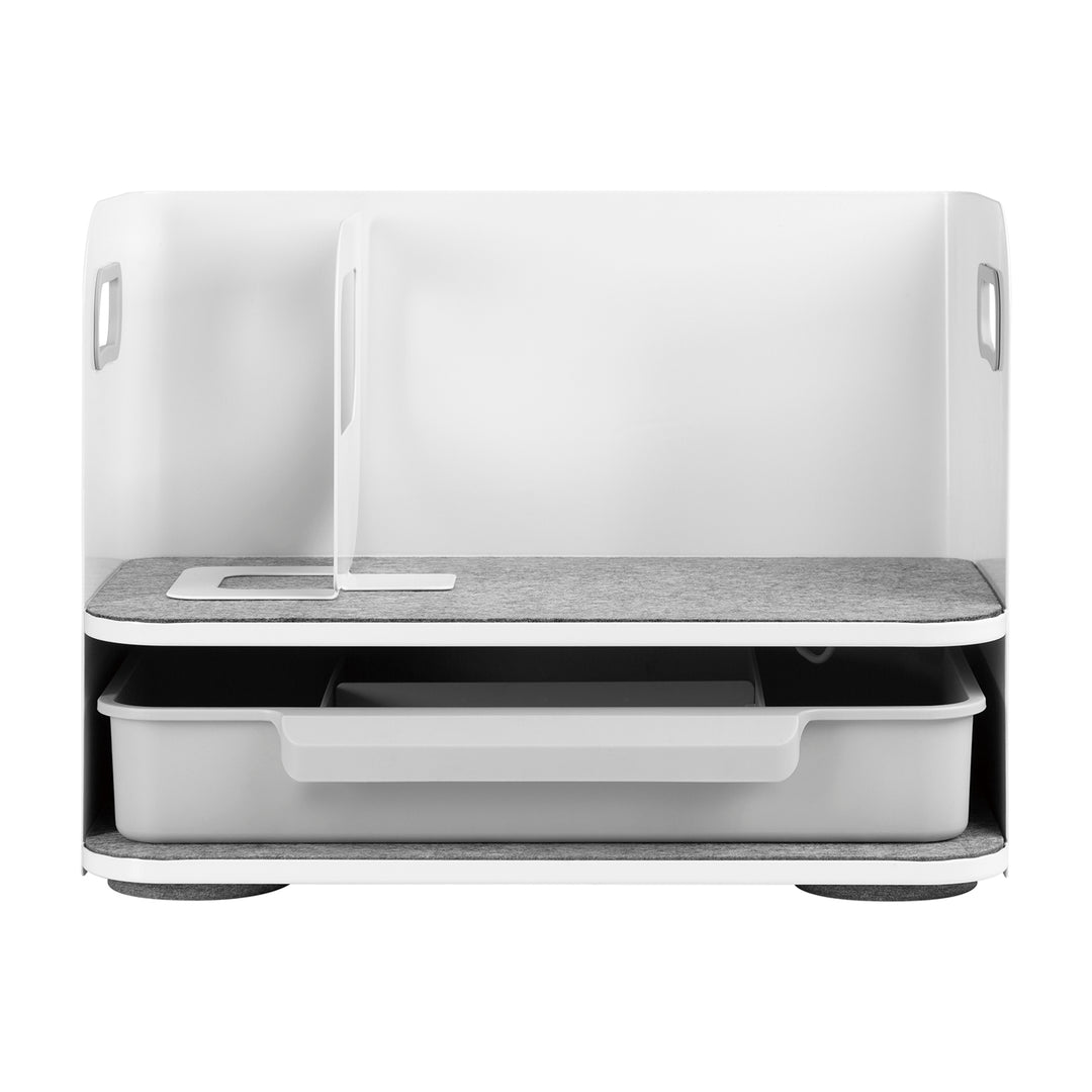 Organizador de mesa com gaveta e suporte para livros Organizador de material de escritório Bandeja até 10 kg Branco